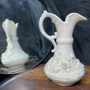 Belleek Porcelain 6” Ivory Aberdeen Ewer Pitcher 4th Mark 1946-1955.